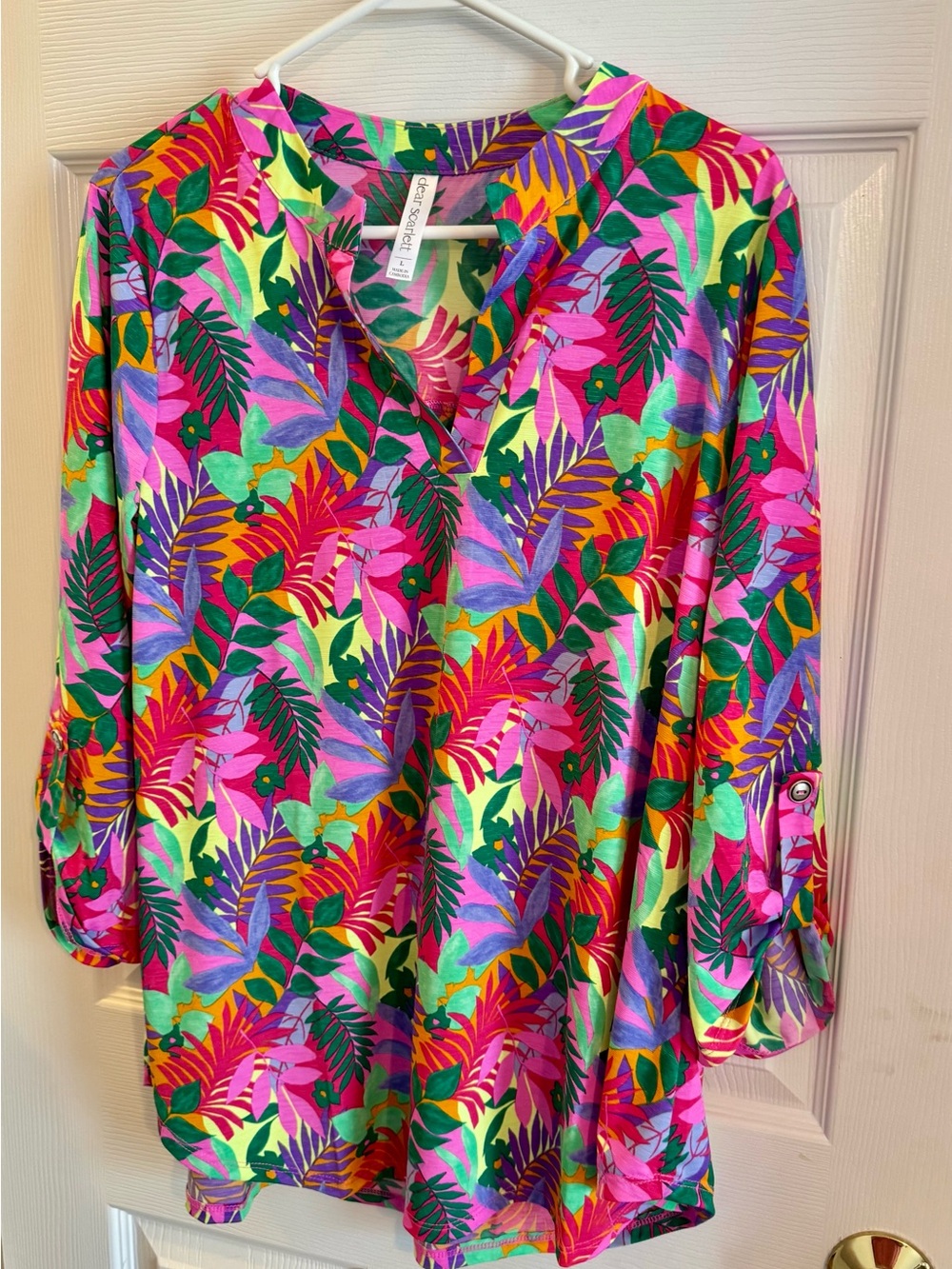 Dear Scarlett Multicolor Tropical Print Top - Pink, Green, Purple, Yellow